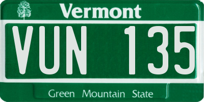 VT license plate VUN135