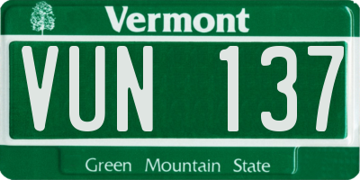 VT license plate VUN137