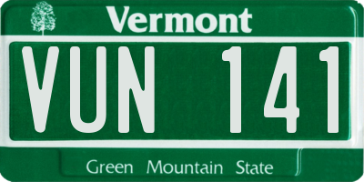 VT license plate VUN141
