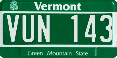 VT license plate VUN143