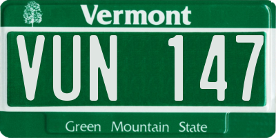 VT license plate VUN147