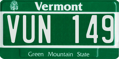 VT license plate VUN149