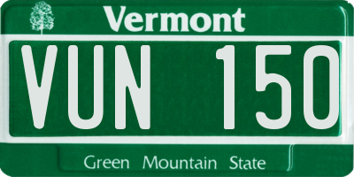 VT license plate VUN150
