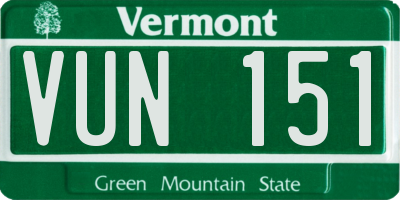 VT license plate VUN151