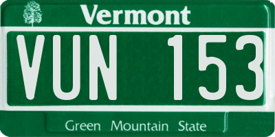 VT license plate VUN153