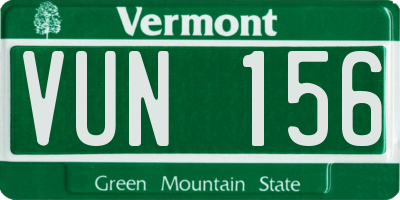 VT license plate VUN156