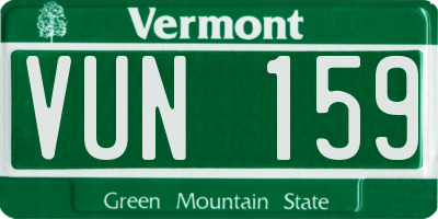 VT license plate VUN159