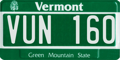VT license plate VUN160