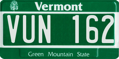 VT license plate VUN162