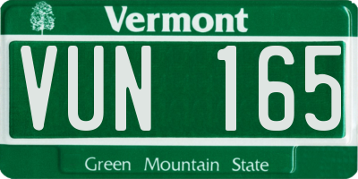 VT license plate VUN165