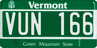VT license plate VUN166