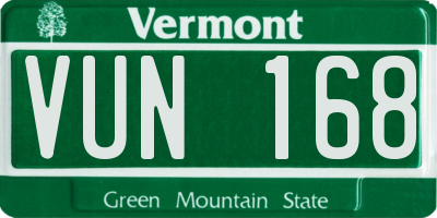 VT license plate VUN168