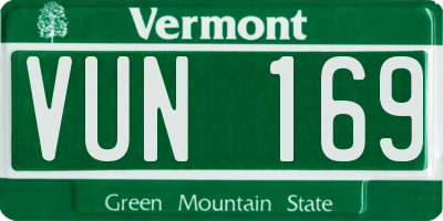 VT license plate VUN169