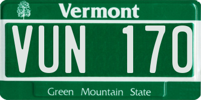 VT license plate VUN170
