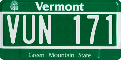 VT license plate VUN171