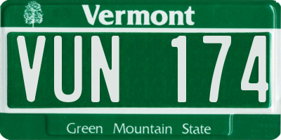 VT license plate VUN174