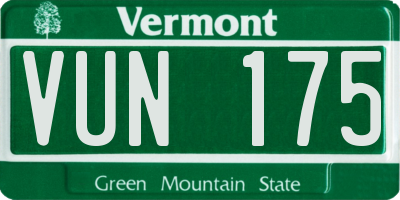 VT license plate VUN175