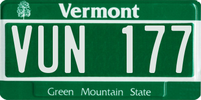 VT license plate VUN177