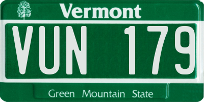 VT license plate VUN179