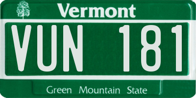 VT license plate VUN181
