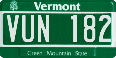 VT license plate VUN182