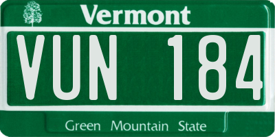 VT license plate VUN184