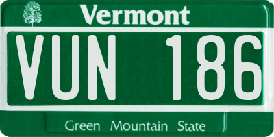 VT license plate VUN186