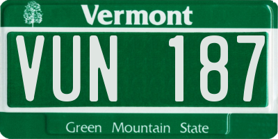 VT license plate VUN187