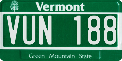 VT license plate VUN188