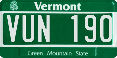 VT license plate VUN190