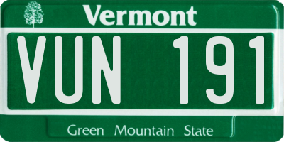 VT license plate VUN191