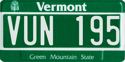 VT license plate VUN195
