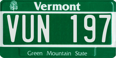 VT license plate VUN197