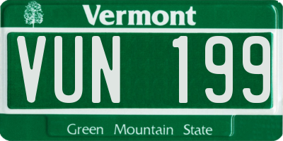 VT license plate VUN199