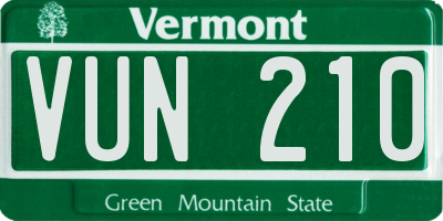 VT license plate VUN210