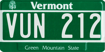 VT license plate VUN212