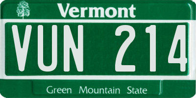 VT license plate VUN214