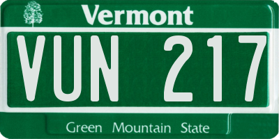 VT license plate VUN217