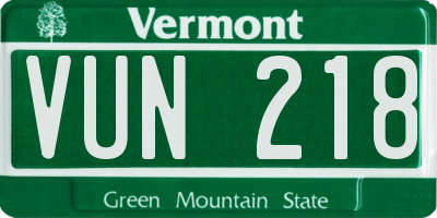 VT license plate VUN218