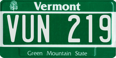 VT license plate VUN219