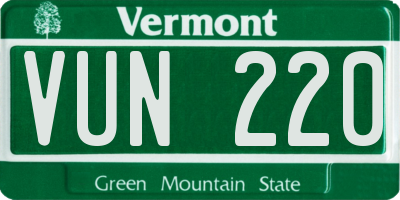 VT license plate VUN220