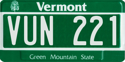 VT license plate VUN221