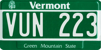 VT license plate VUN223