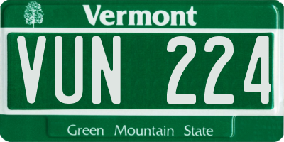 VT license plate VUN224