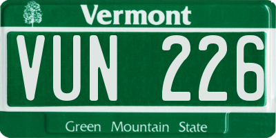 VT license plate VUN226