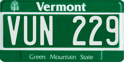VT license plate VUN229