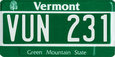VT license plate VUN231