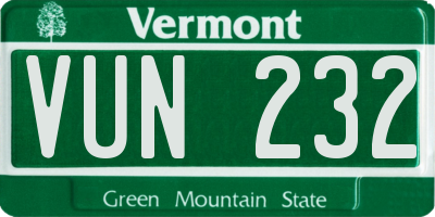VT license plate VUN232