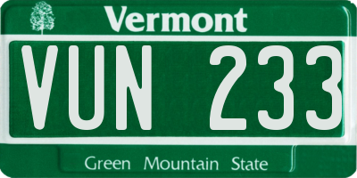 VT license plate VUN233