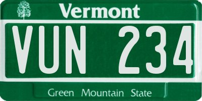 VT license plate VUN234